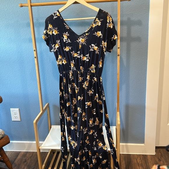 Latched Mama Canary Blooms Navy Flower Romper S VGU - Picture 2 of 9